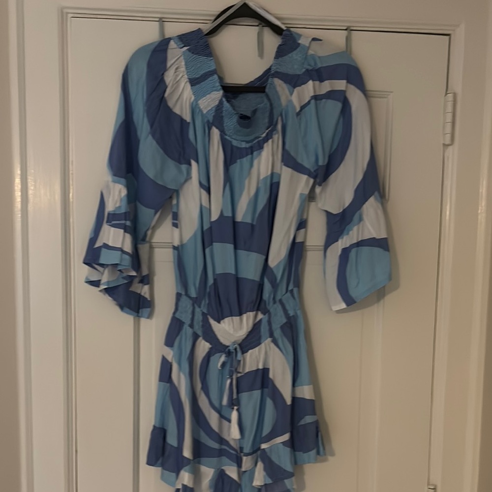 La Mer Blue and White Patterned Jumpsuit